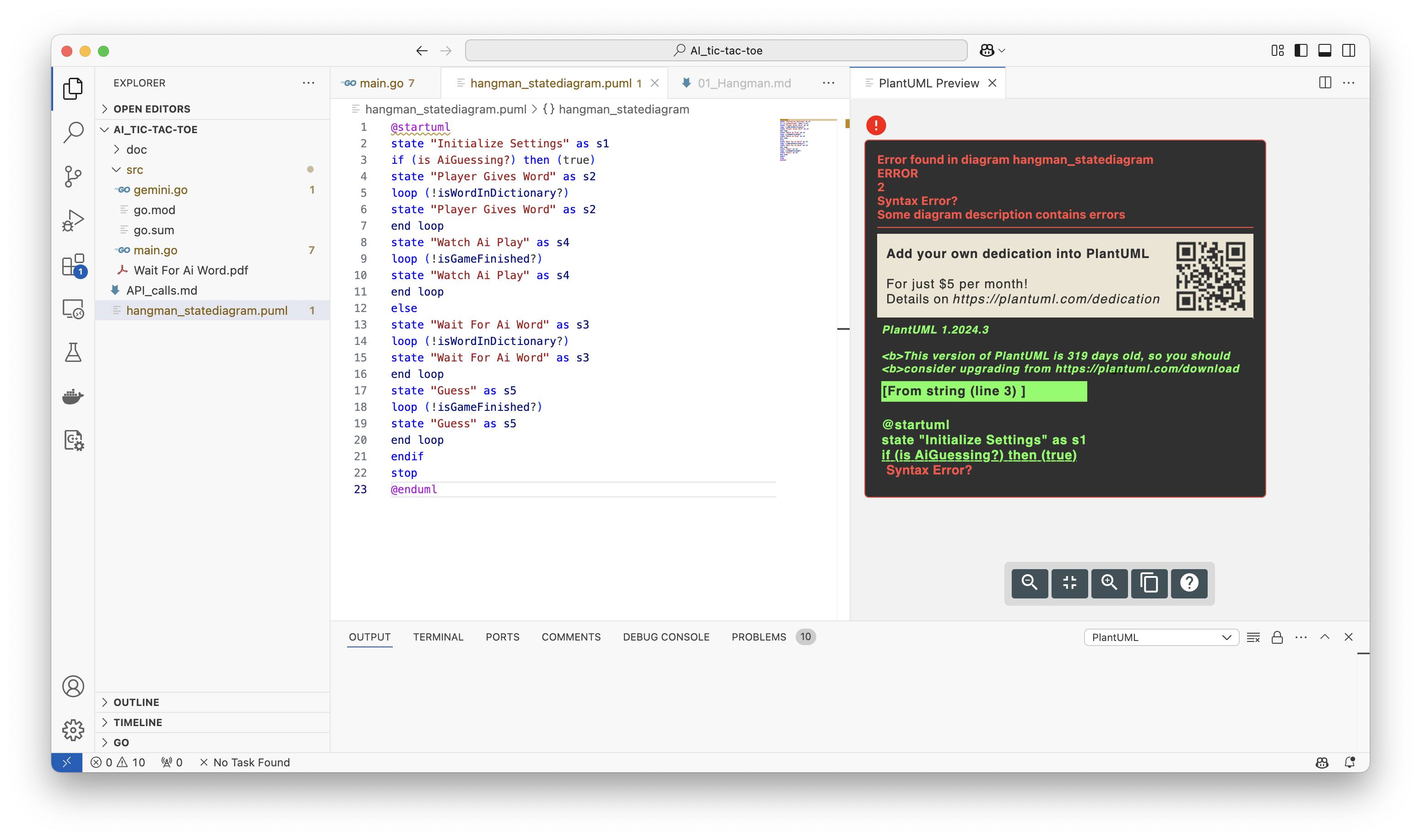 The result as compiled in VS Code using the PlantUML extension.
